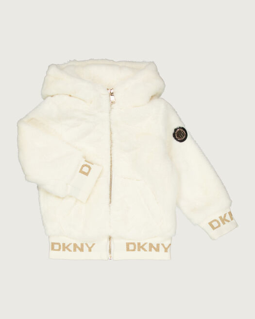 DKNY Cream Plush Bomber Jacket
