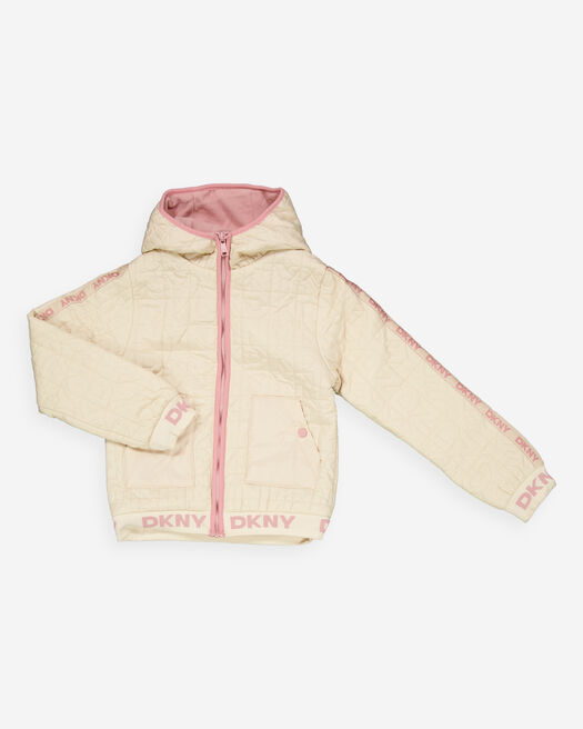 DKNY Jeans Cream & Pink Padded Jacket - Pre-order | DKNY - ملابس أطفال أصلية