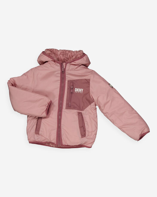 DKNY Jeans Pink Reversible Monogram Sherpa Jacket