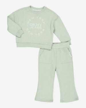 DKNY Jeans 2 Piece Green Logo Graphic Sweatshirt Set