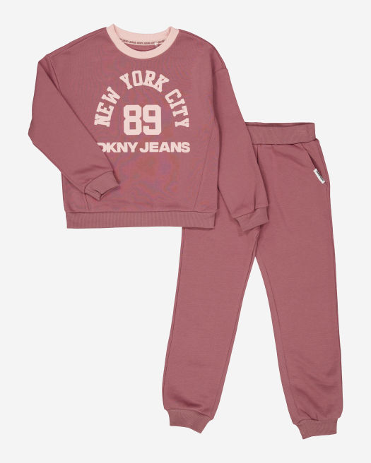 DKNY Jeans Two Piece Pink Logo Graphic Sweatshirt Set - Pre-order | DKNY - ملابس أطفال أصلية
