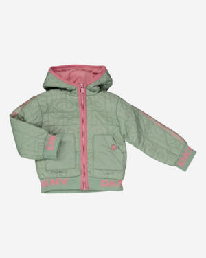 DKNY Jeans Green & Pink Monogram Quilted Jacket