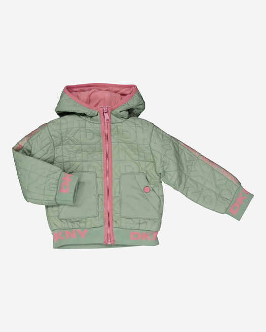 DKNY Jeans Green & Pink Monogram Quilted Jacket