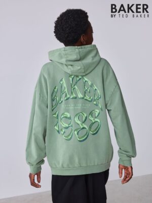 Baker by Ted Baker Sage Green Oversized Graphic Hoodie - Pre-order | Baker - ملابس أطفال أصلية