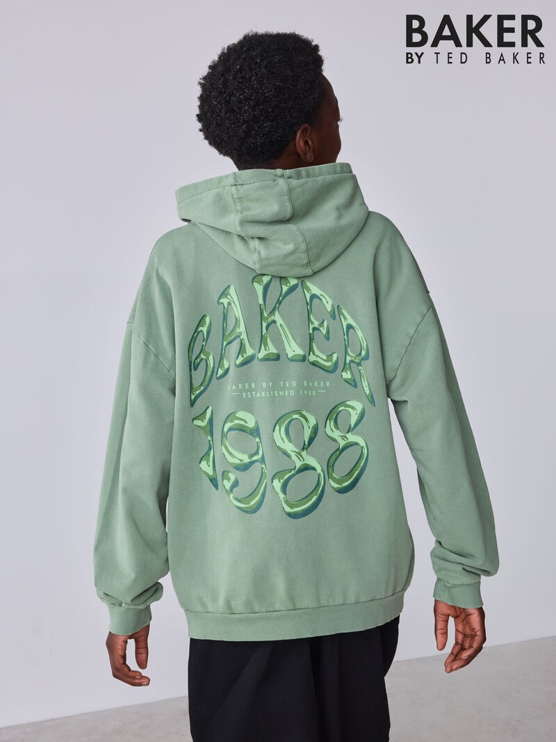 Baker by Ted Baker Sage Green Oversized Graphic Hoodie - Pre-order | Baker - ملابس أطفال أصلية