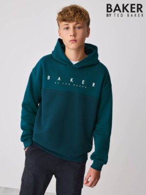 Baker by Ted Baker Teal Blue Oversized Textured Hoodie - Pre-order | Baker - ملابس أطفال أصلية