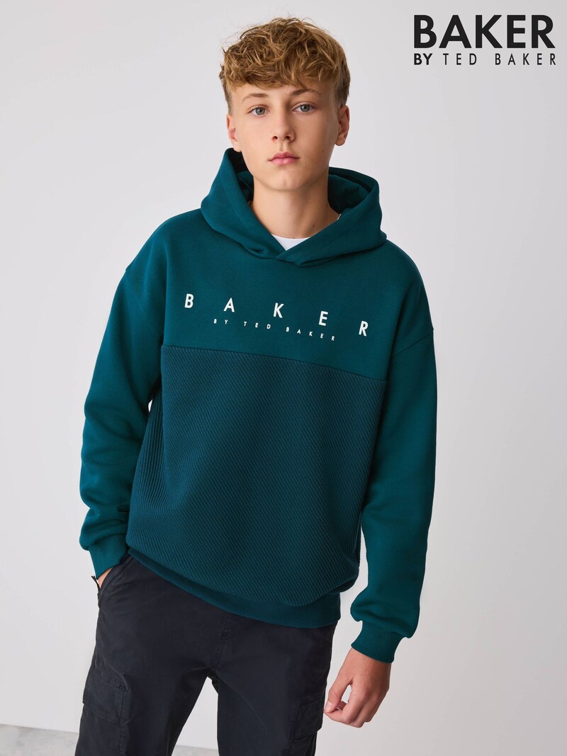 Baker by Ted Baker Teal Blue Oversized Textured Hoodie - Pre-order | Baker - ملابس أطفال أصلية