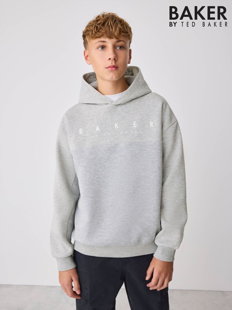 Baker by Ted Baker Grey Oversized Textured Hoodie - Pre-order | Baker - ملابس أطفال أصلية