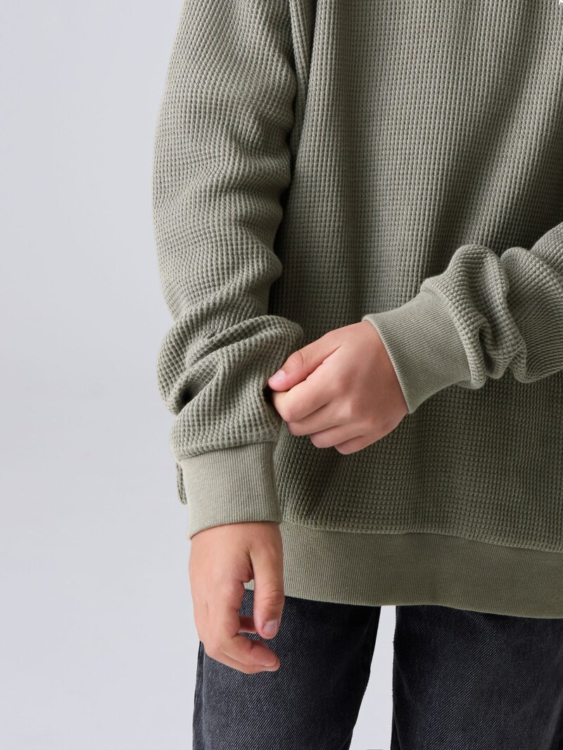 smALLSAINTS Khaki Green Waffle Underground Oversized Crew Neck Sweatshirt - Pre-order | smALLSAINTS - ملابس أطفال أصلية (smALLSAINTS - صورة 2)