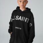 smALLSAINTS Black/Gunmetal Biggy Oversized Pullover Hoodie - Pre-order | smALLSAINTS - ملابس أطفال أصلية