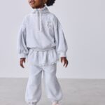 Baker by Ted Baker Grey Velour Peplum Sweat Top & Barrel Leg Joggers Set 2 Piece