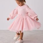 Baker by Ted Baker Pink Bow Mesh Godet Sweat Dress