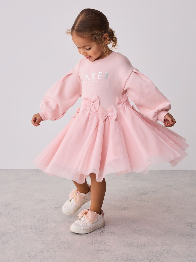 Baker by Ted Baker Pink Bow Mesh Godet Sweat Dress