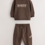 Baker by Ted Baker Brown Textured Sweatshirt and Joggers Set - Pre-order | Baker - ملابس أطفال أصلية