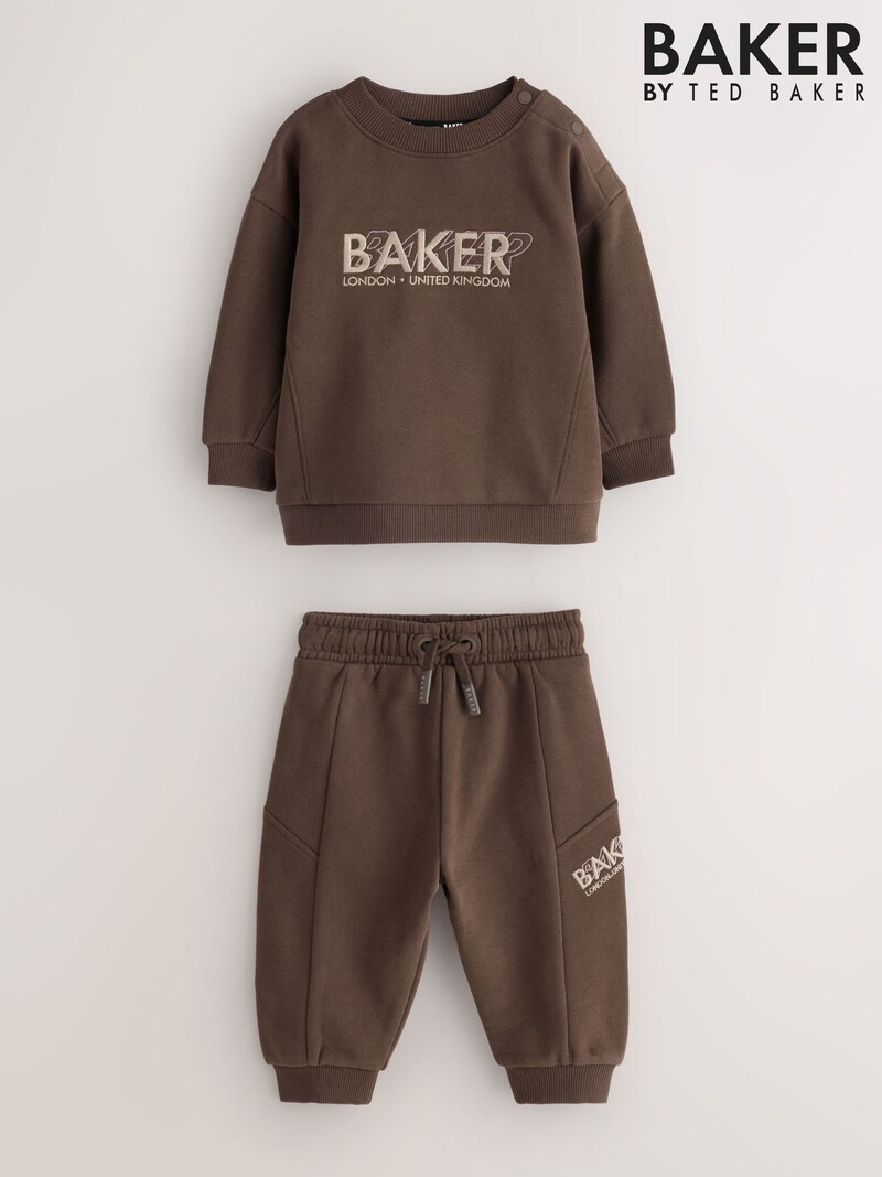 Baker by Ted Baker Brown Textured Sweatshirt and Joggers Set - Pre-order | Baker - ملابس أطفال أصلية