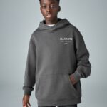 smALLSAINTS Dark Grey Marl Oversized Underground Pullover Hoodie - Pre-order | smALLSAINTS - ملابس أطفال أصلية