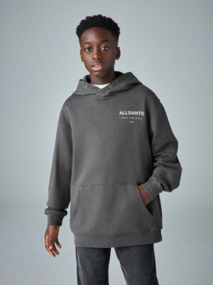 smALLSAINTS Dark Grey Marl Oversized Underground Pullover Hoodie - Pre-order | smALLSAINTS - ملابس أطفال أصلية