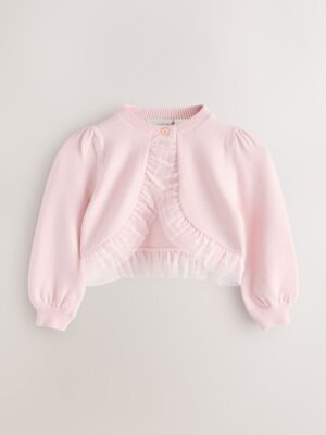 Baker by Ted Baker Knitted Mesh Ruffle Hem Cardigan