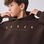 Baker by Ted Baker Brown Oversized Textured Hoodie - Pre-order | Baker - ملابس أطفال أصلية