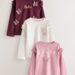 Baker by Ted Baker Berry Pink 3 Pack 3D Butterfly T-Shirts