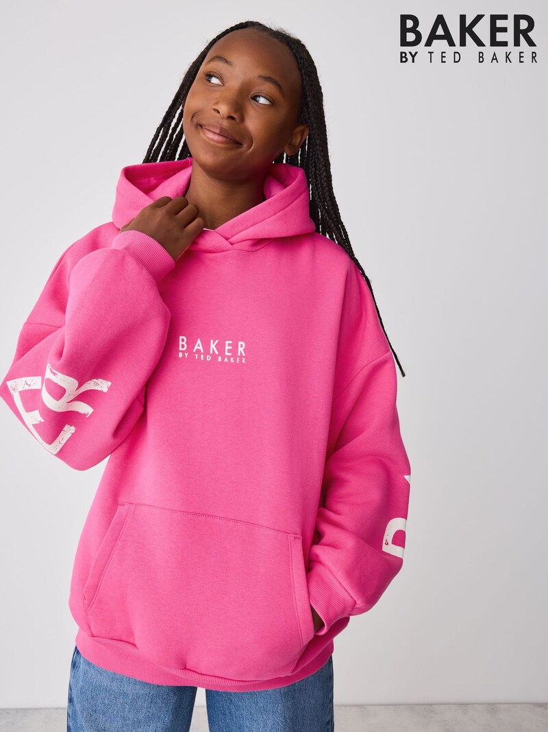 Baker by Ted Baker Fuchsia Pink Oversized Graphic Hoodie - Pre-order | Baker - ملابس أطفال أصلية