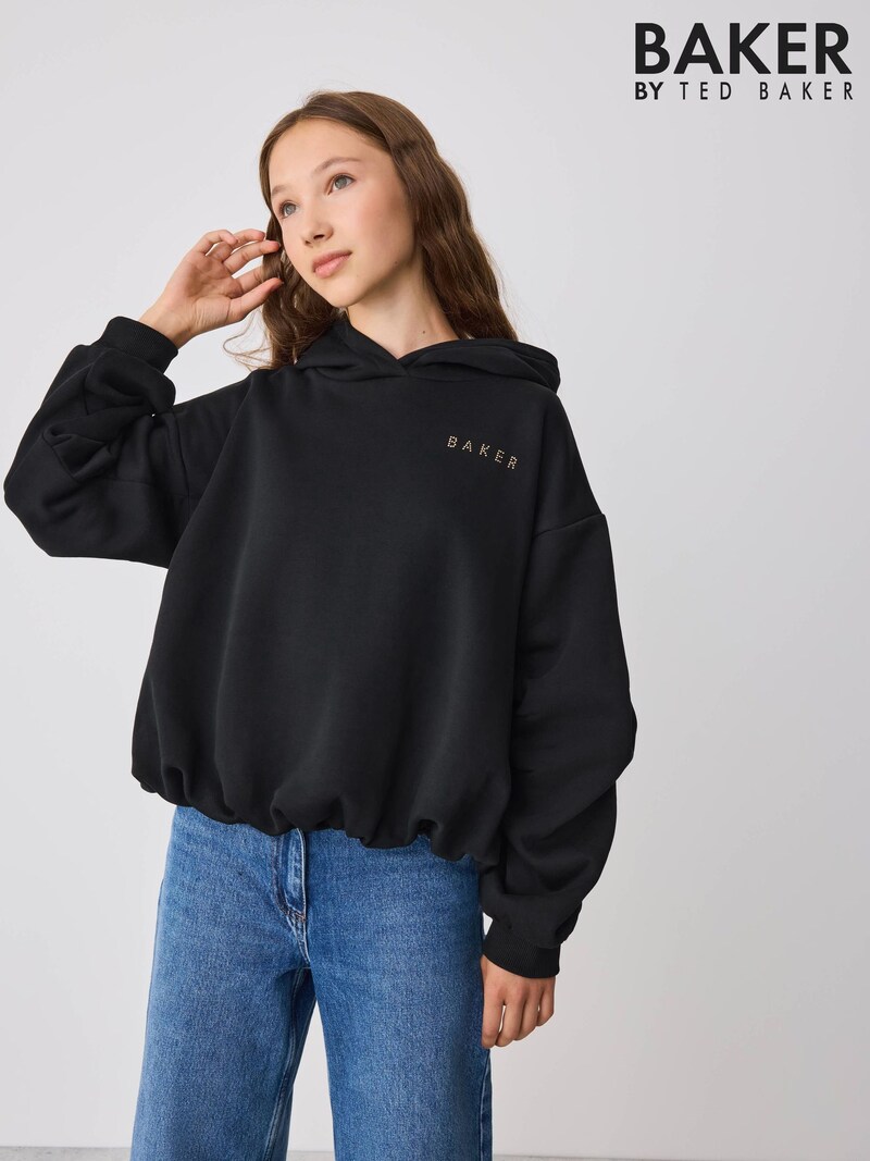 Baker by Ted Baker Black Bubble Hem Hotfix Diamante Hoodie - Pre-order | Baker - ملابس أطفال أصلية