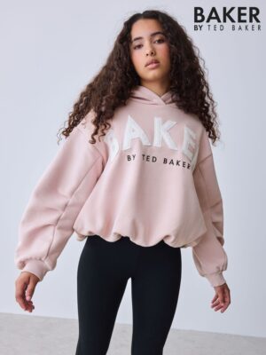 Baker by Ted Baker Pink Bubble Hem Logo Applique Hoodie - Pre-order | Baker - ملابس أطفال أصلية