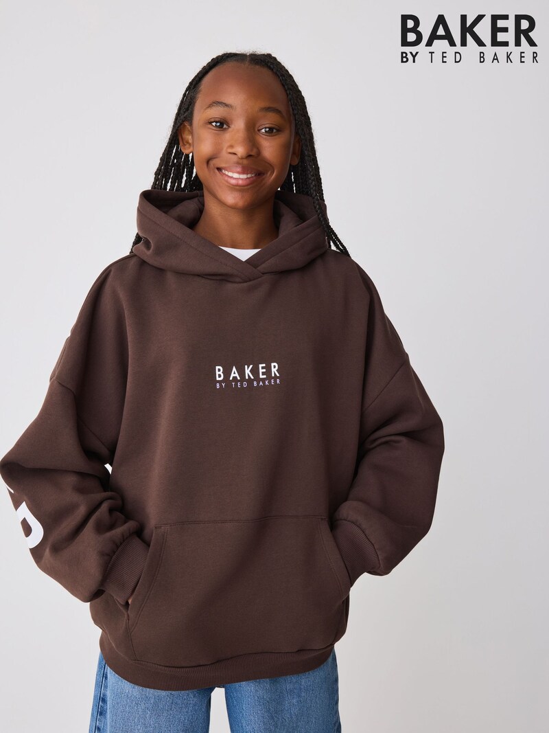 Baker by Ted Baker Brown Oversized Graphic Hoodie - Pre-order | Baker - ملابس أطفال أصلية