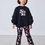 Baker by Ted Baker 2 Piece Sweat Top & Floral Printed Flare Leggings Set
