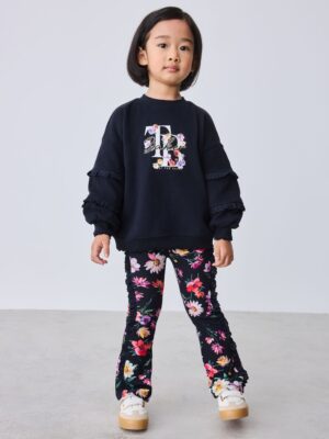 Baker by Ted Baker 2 Piece Sweat Top & Floral Printed Flare Leggings Set