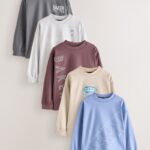 Baker by Ted Baker Red/Grey/Stone/Blue Long Sleeve Graphic T-Shirts 5 Pack