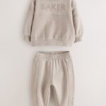 Baker by Ted Baker Stone Textured Sweatshirt and Joggers Set - Pre-order | Baker - ملابس أطفال أصلية